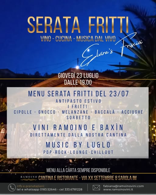 Volantino della Serata Fritti di giovedì 23 luglio