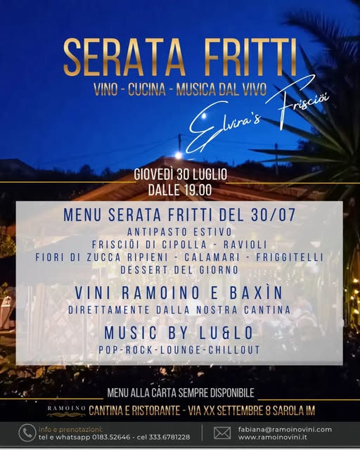 Volantino della Serata Fritti di giovedì 30 luglio