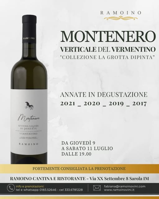 Volantino della verticale del Vermentino Montenero, dal 9 all'11 luglio